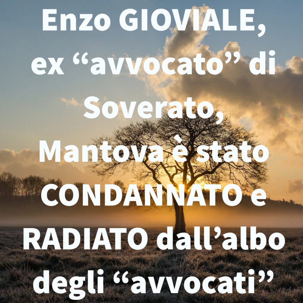 Enzo GIOVIALE, ex “avvocato” di Soverato, Mantova è stato CONDANNATO e RADIATO dall’albo degli “avvocati”